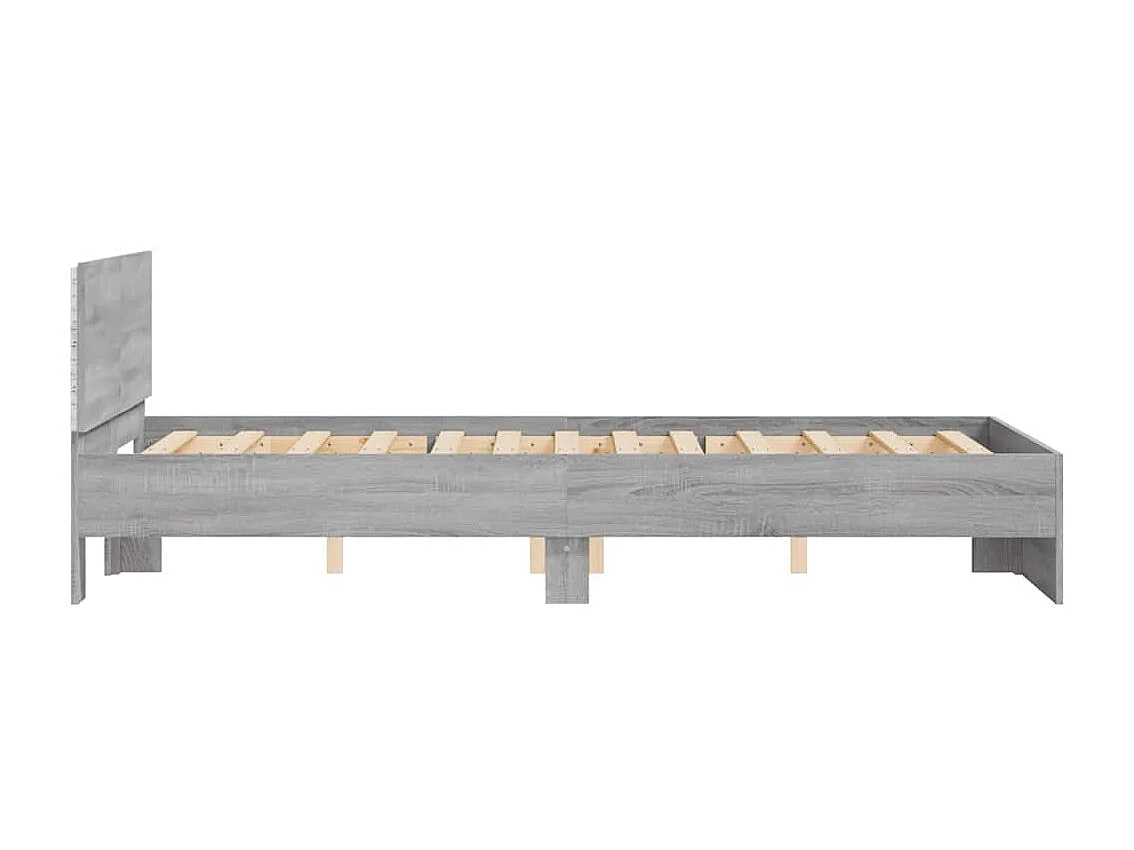 Cadre de lit avec tête de lit et LED sonoma gris 120x190 cm