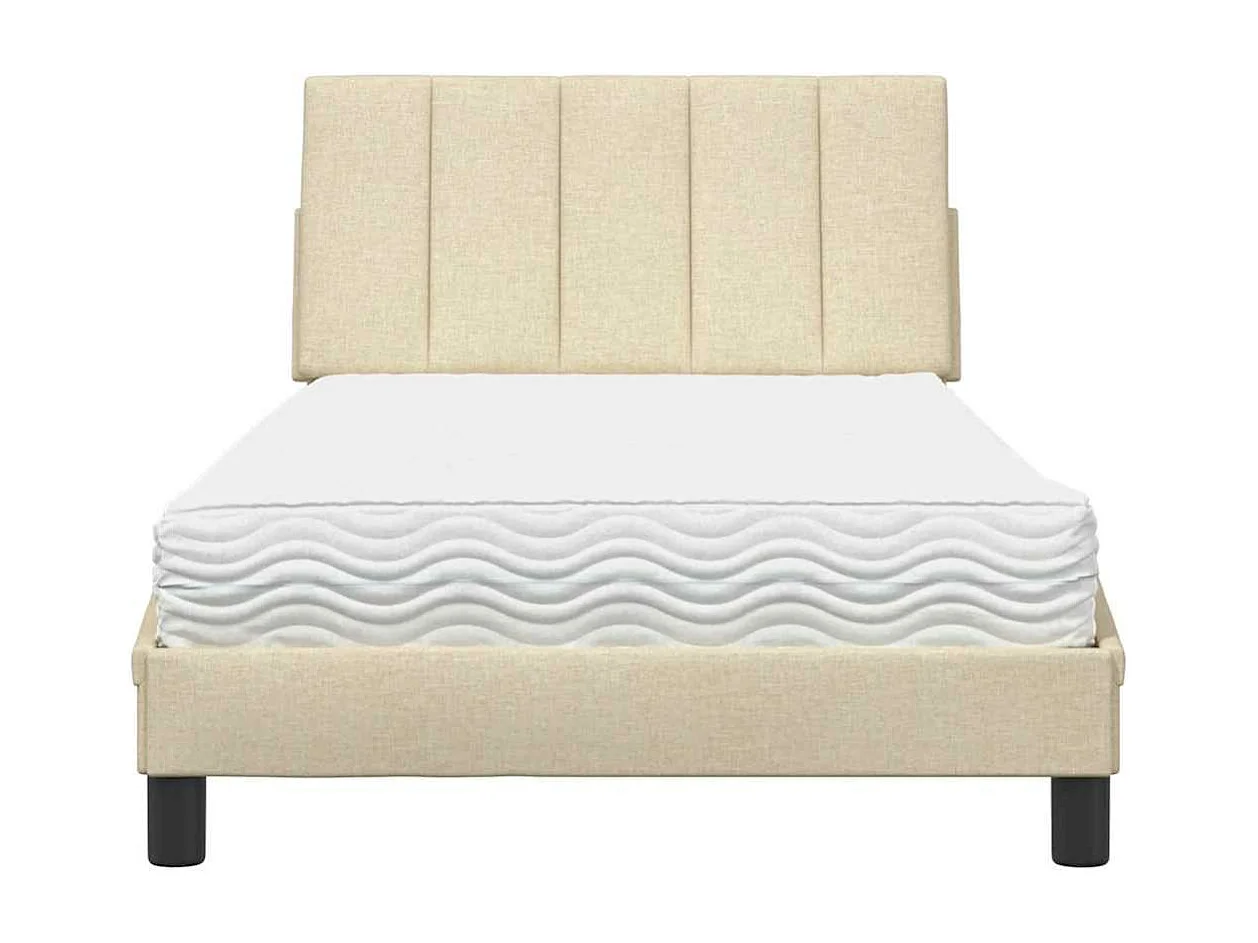 Lit avec matelas crème 100x200 cm tissu