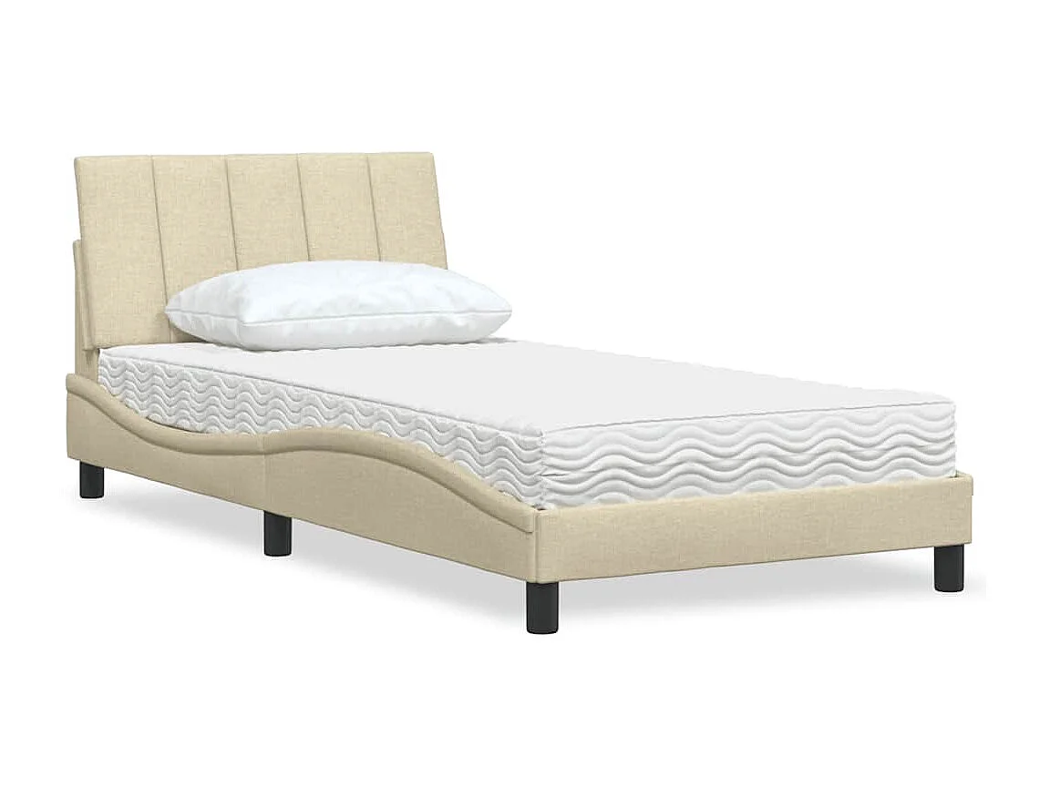 Cama com colchão 100x200 cm tecido cor creme
