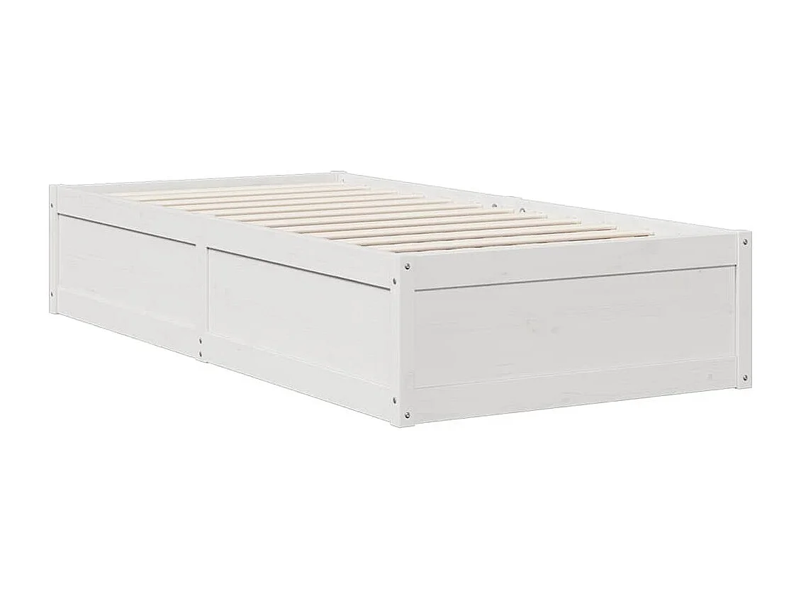 Lit bibliothèque sans matelas blanc 90x200cm bois de pin massif