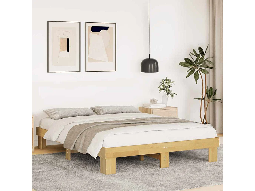 Bedframe zonder matras 140x200 cm massief hout eiken