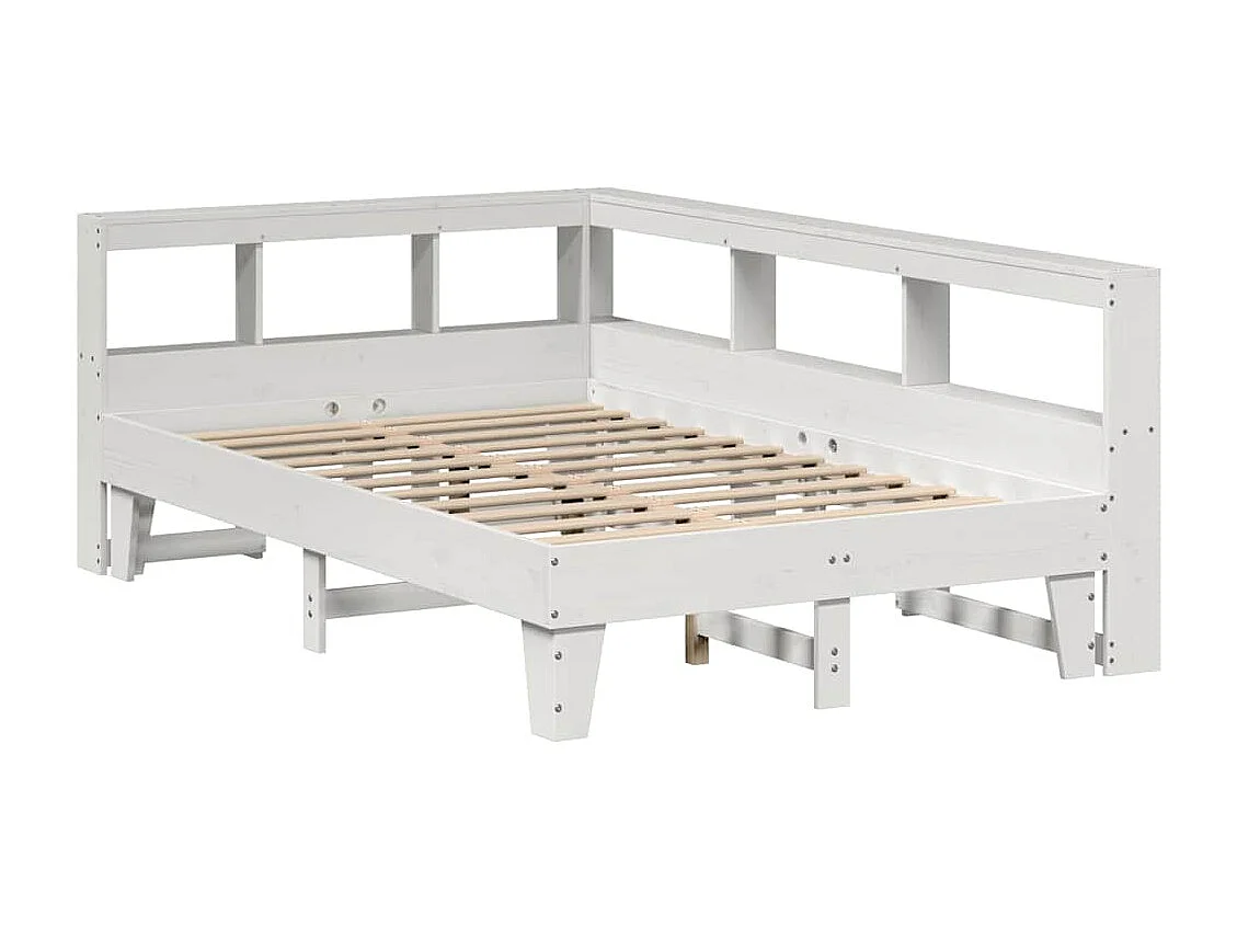 Cama con estantería sin colchón madera maciza blanca 120x200 cm