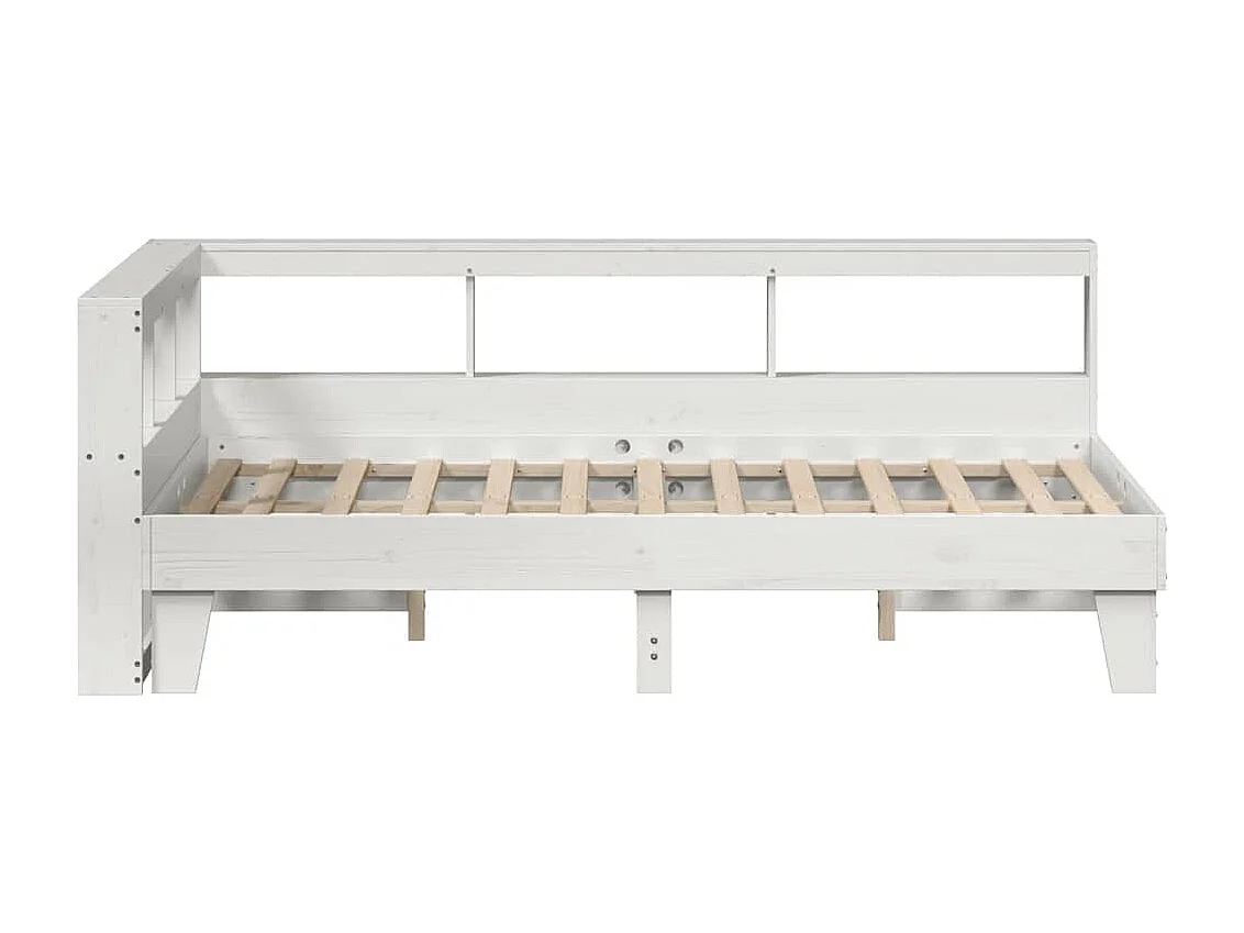 Cama con estantería sin colchón madera maciza blanca 120x200 cm
