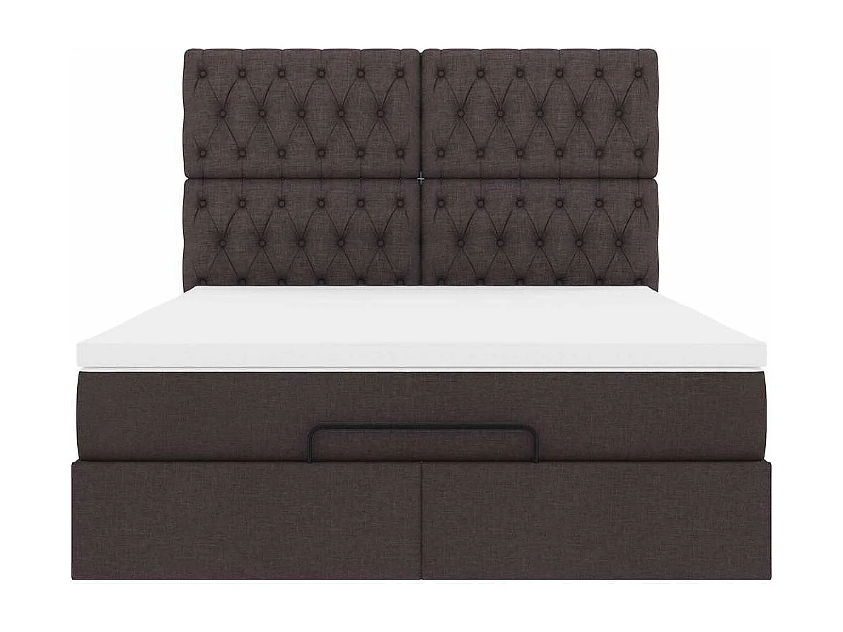 Estructura cama otomana colchón tela marrón oscuro 140x190cm