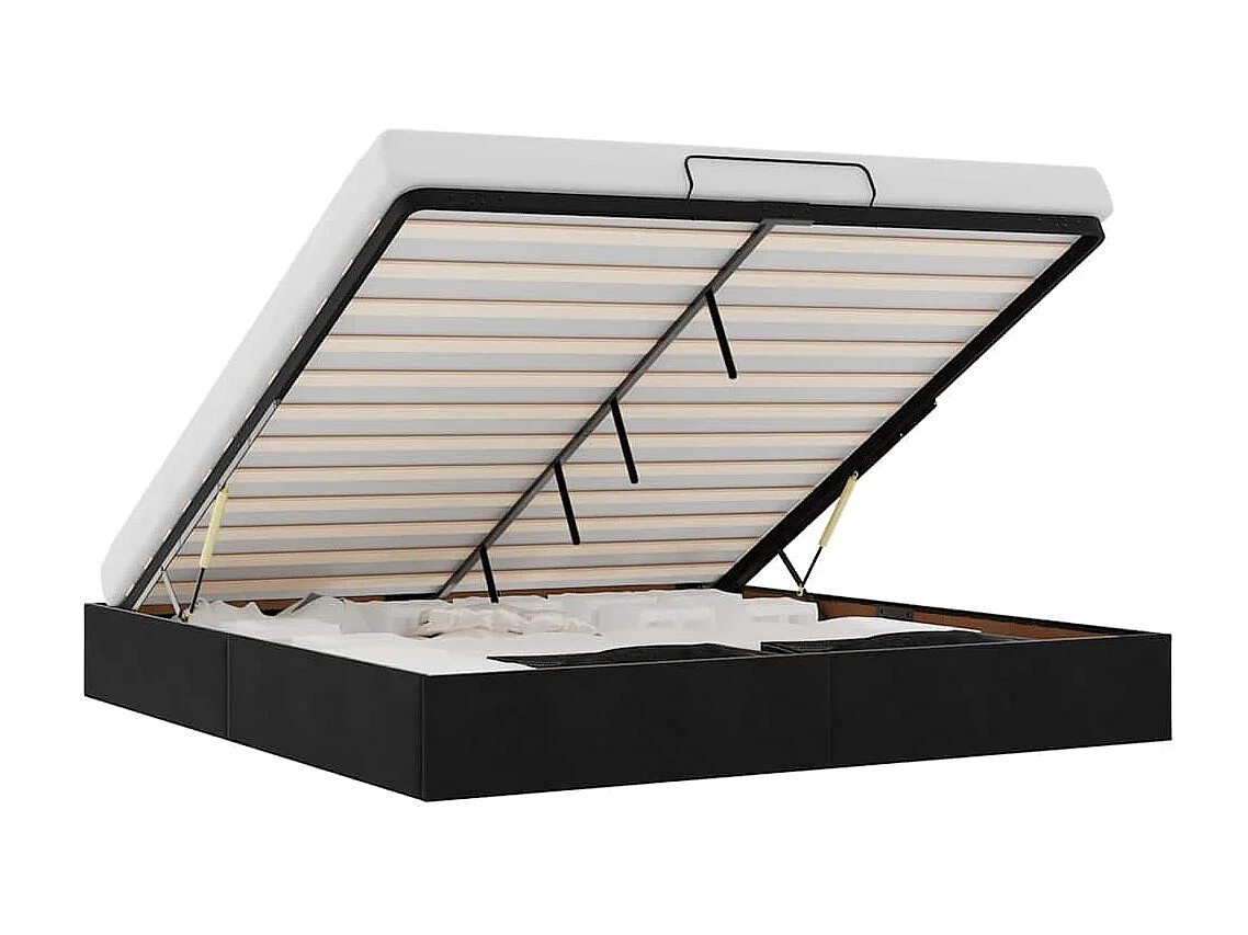 Cadre de lit ottoman sans matelas noir 200x200 cm velours