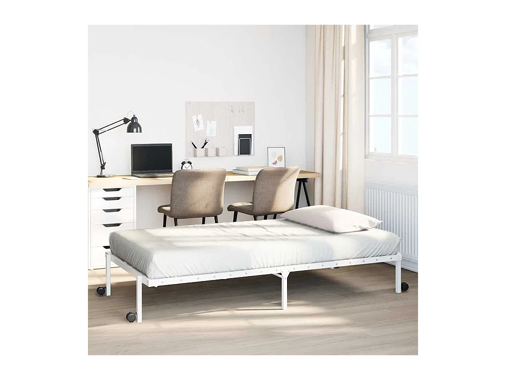 Bedframe zonder matras opvouwbaar 75x190 cm staal wit