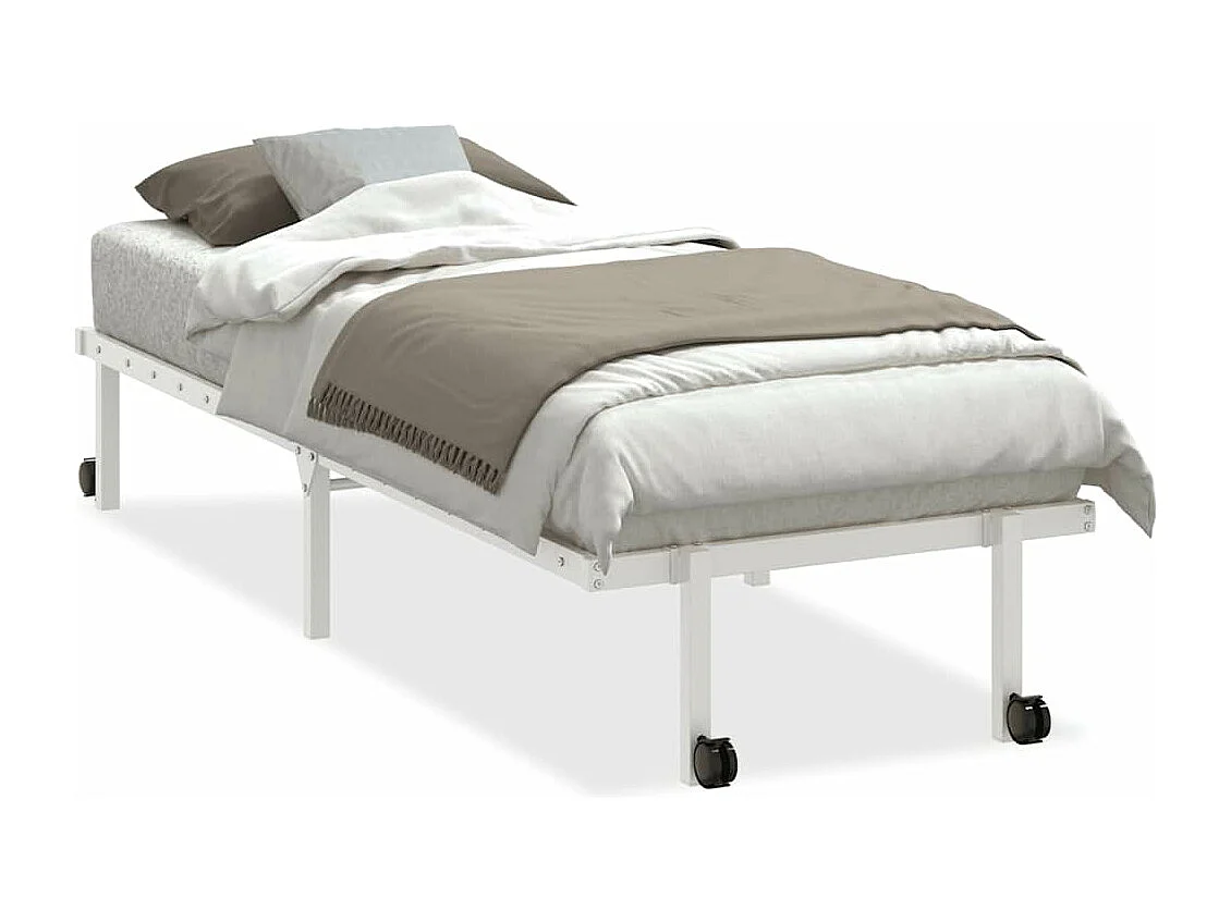 Cadre de lit sans matelas pliable blanc 75x190 cm acier