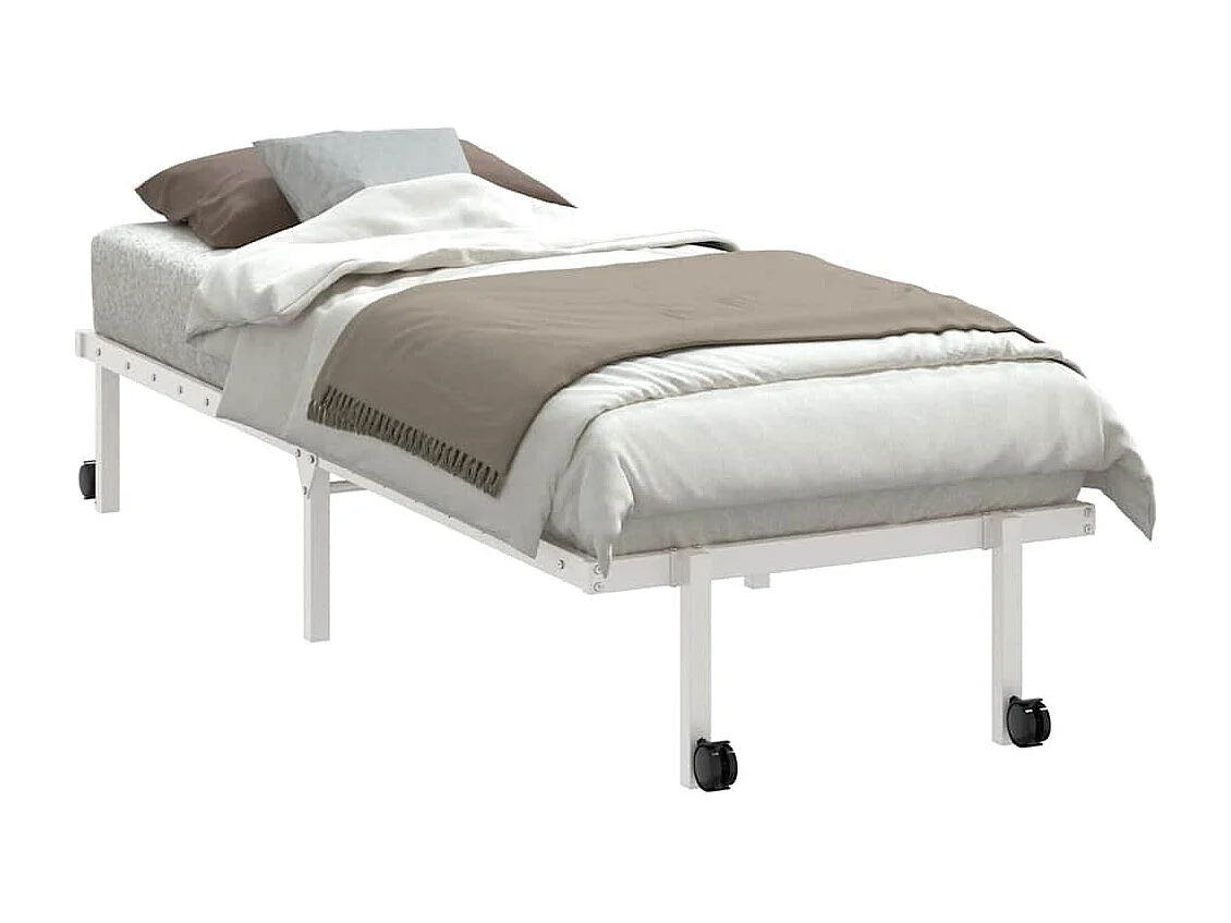 Cadre de lit sans matelas pliable blanc 75x190 cm acier