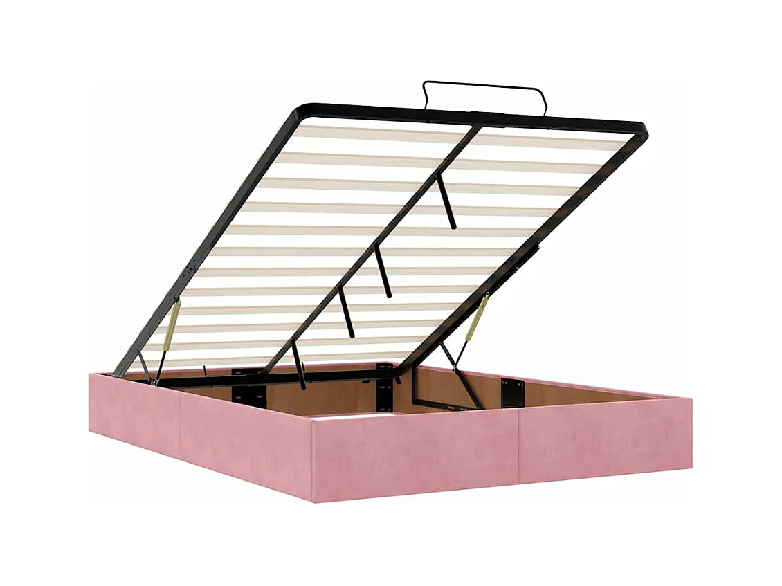 Cadre de lit ottoman avec matelas rose 140x190 cm velours