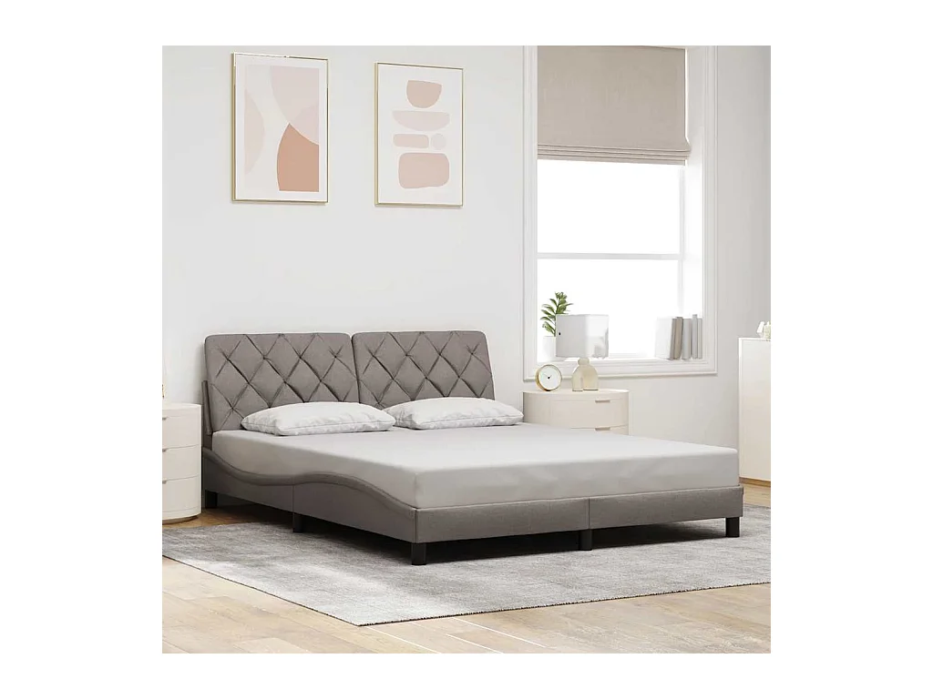 Cadre de lit sans matelas taupe 160x200 cm tissu