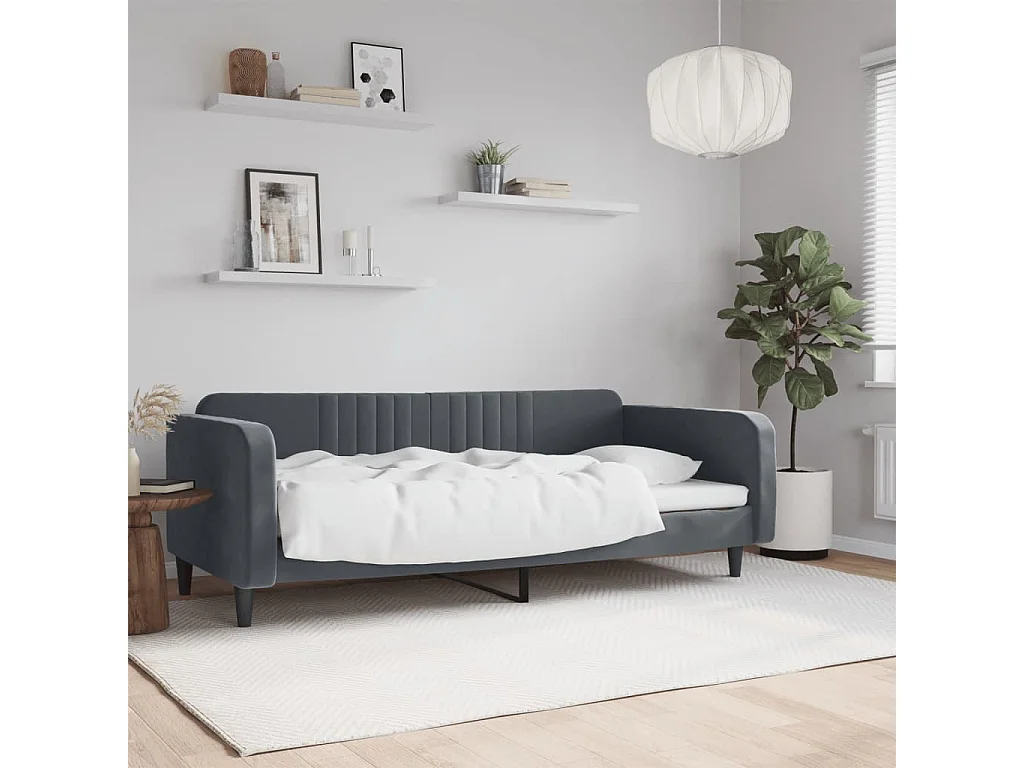 Lit de repos gris foncé 90x190 cm velours