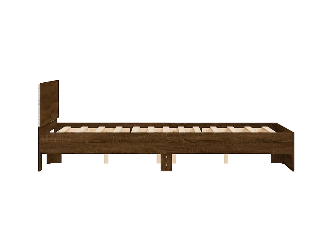 Bedframe met hoofdeinde en LED bruin eikenkleur 140x190 cm