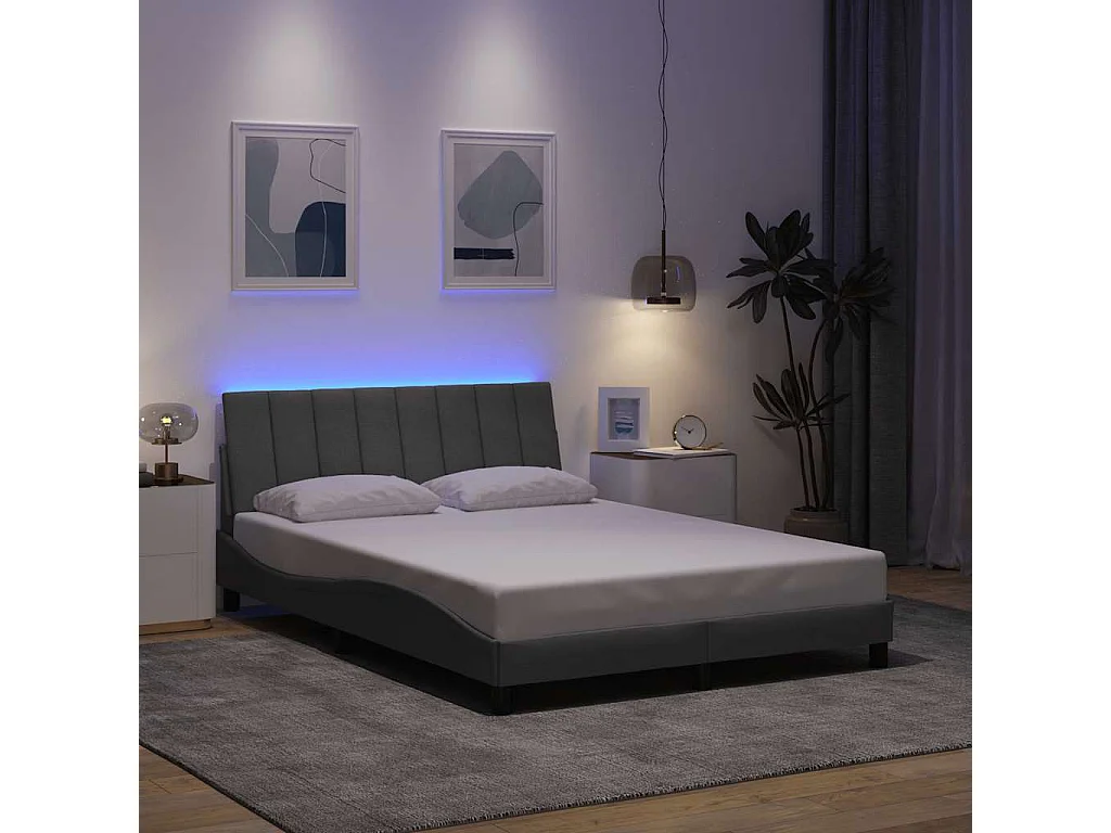 Estructura de cama sin colchón tela gris claro 120x200 cm