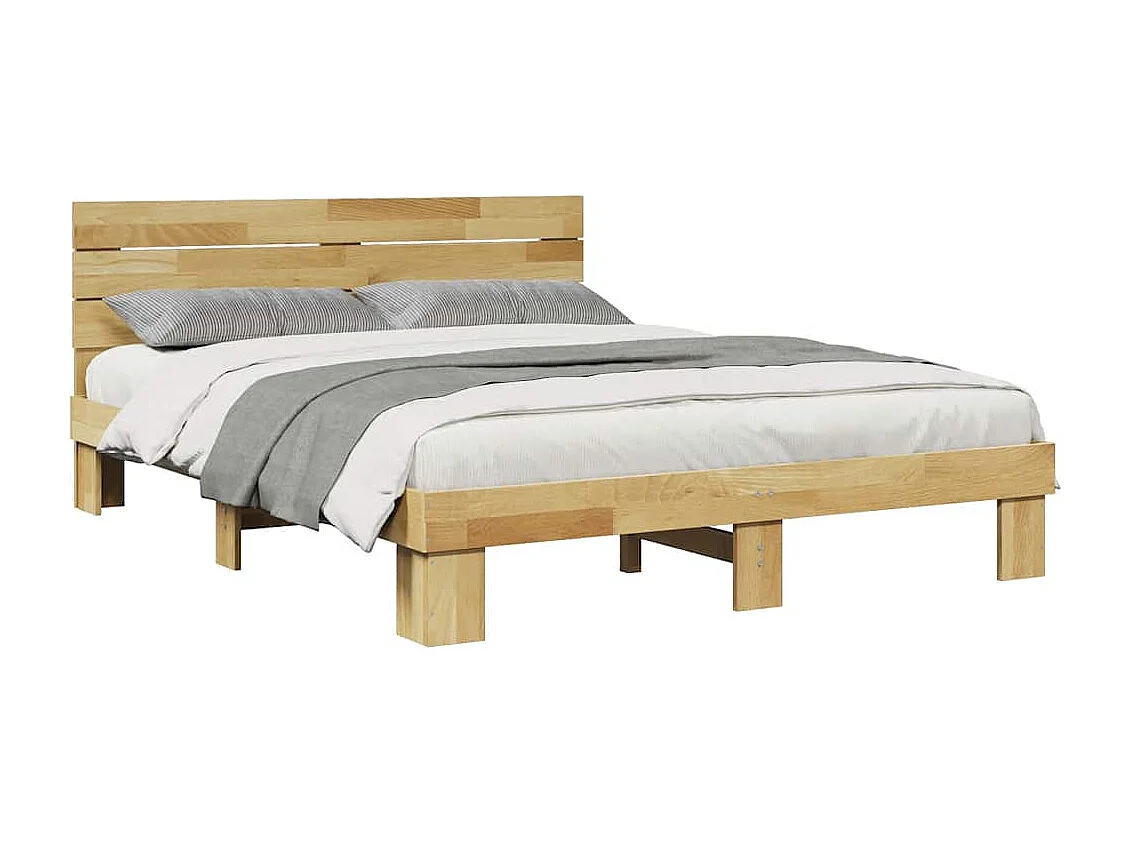 Bedframe hoofdeinde zonder matras 140x200 cm massief hout eiken