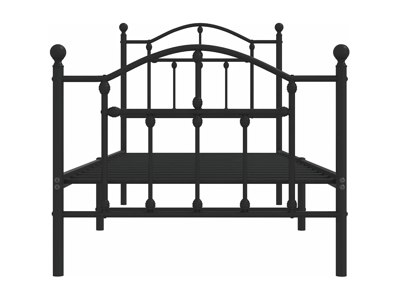 Cadre de lit métal avec tête de lit/pied de lit noir 80x200 cm