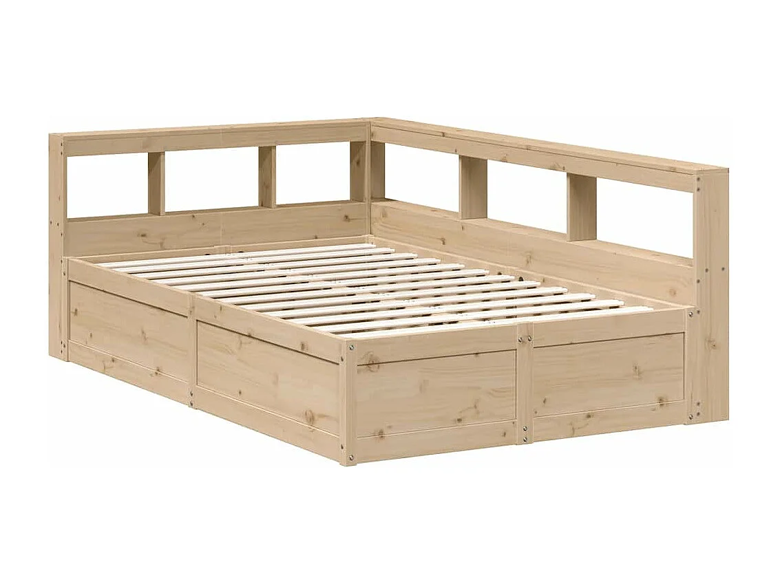 Lit bibliothèque sans matelas 135x190 cm bois de pin massif