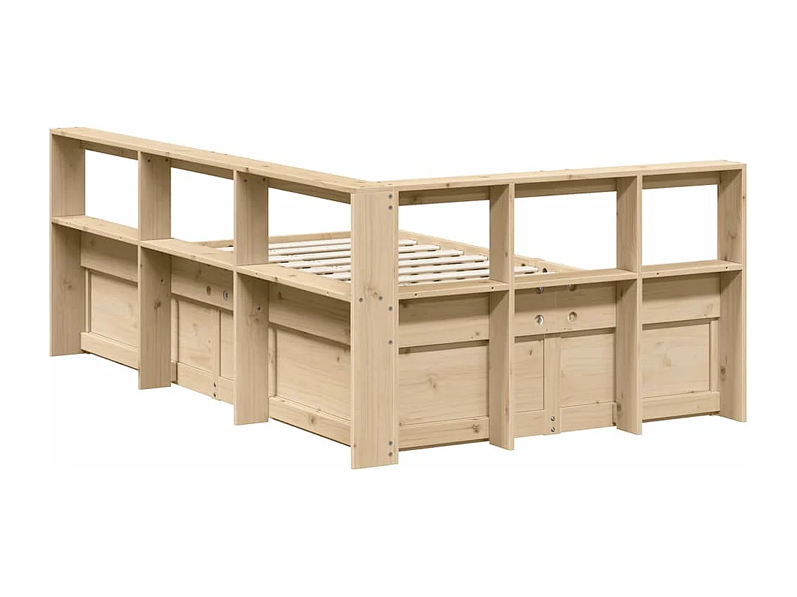 Lit bibliothèque sans matelas 135x190 cm bois de pin massif
