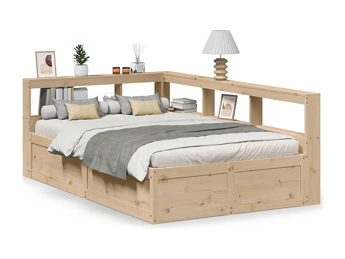 Cama com estante sem colchão 135x190 cm pinho maciço