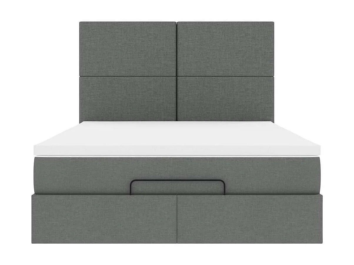 Estructura cama otomana colchón tela gris oscuro 140x190cm