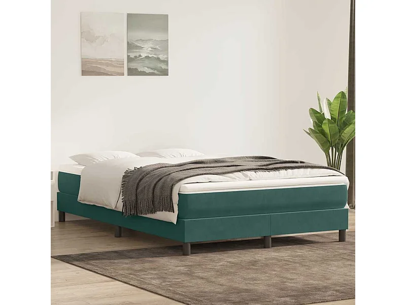 Boxspring met matras fluweel donkergroen 140x210 cm