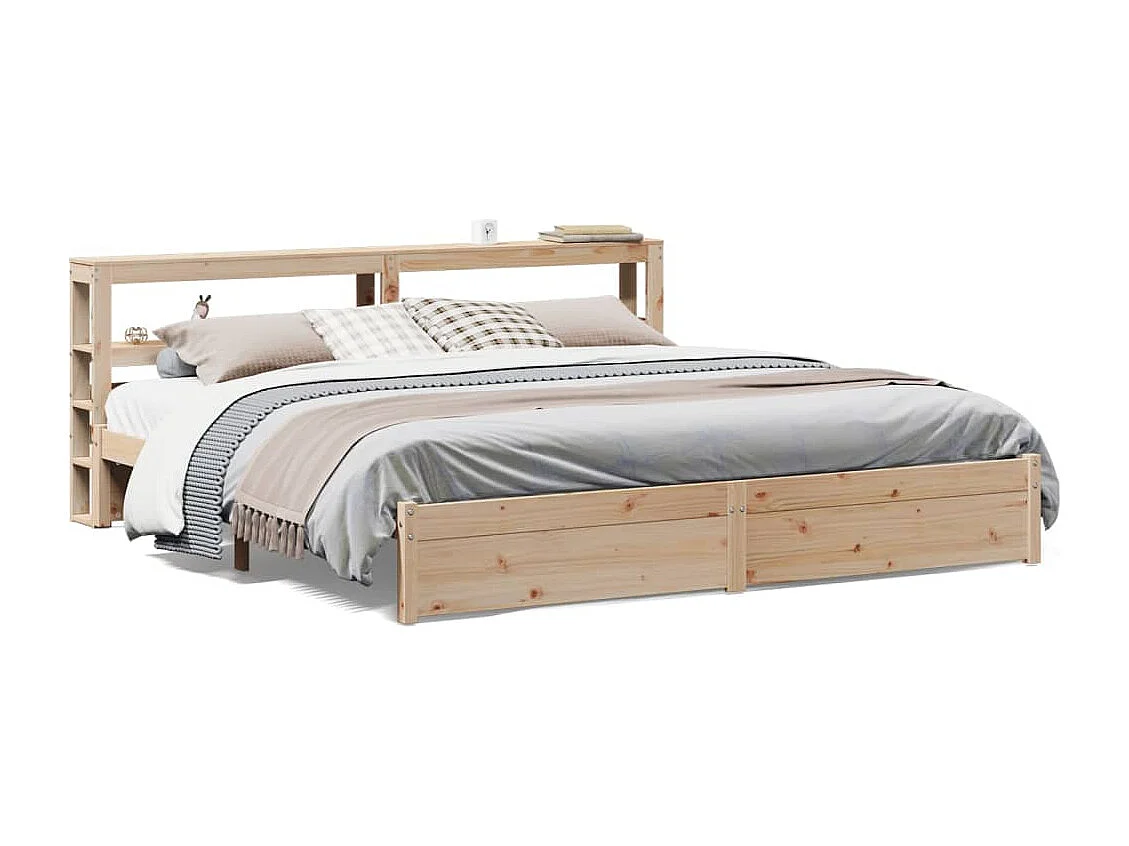 Estructura de cama con cabecero madera maciza pino 180x200 cm
