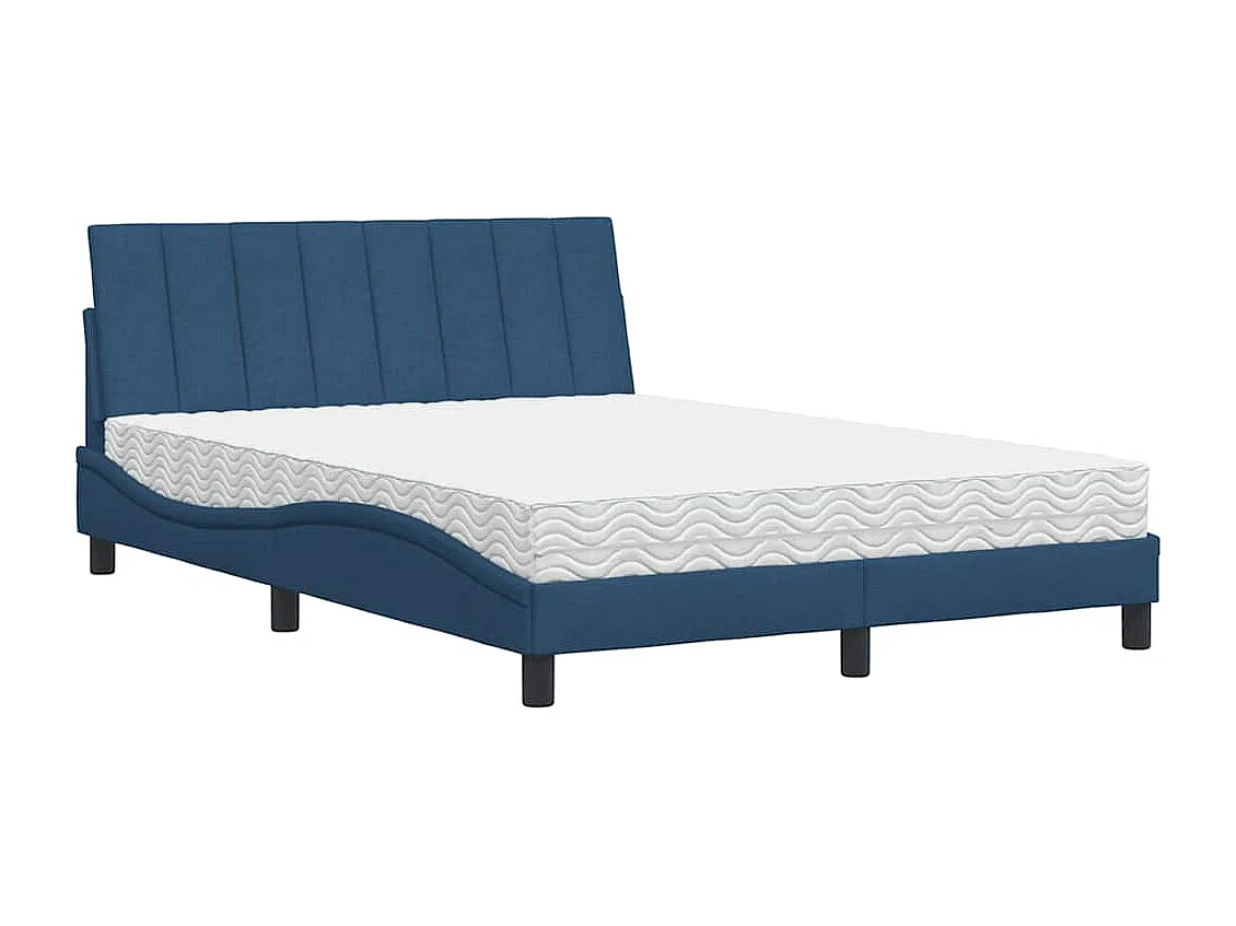 Lit avec matelas bleu 140x190 cm tissu