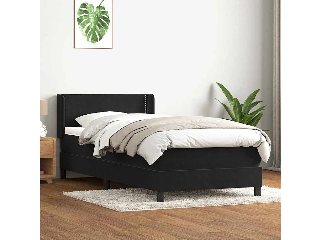 Cama com molas/colchão 90x220 cm veludo preto