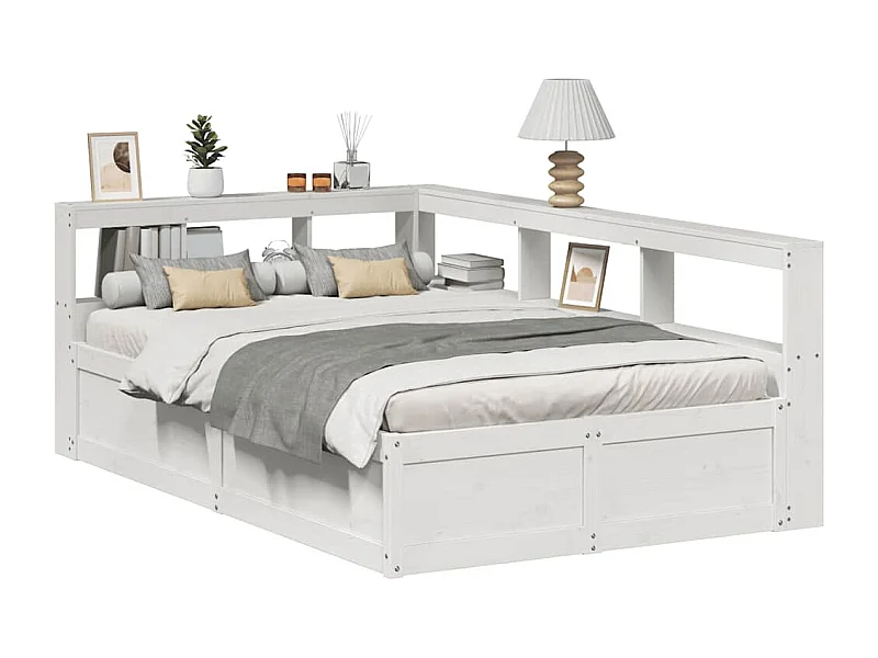 Cama com estante sem colchão 120x190 cm pinho maciço branco