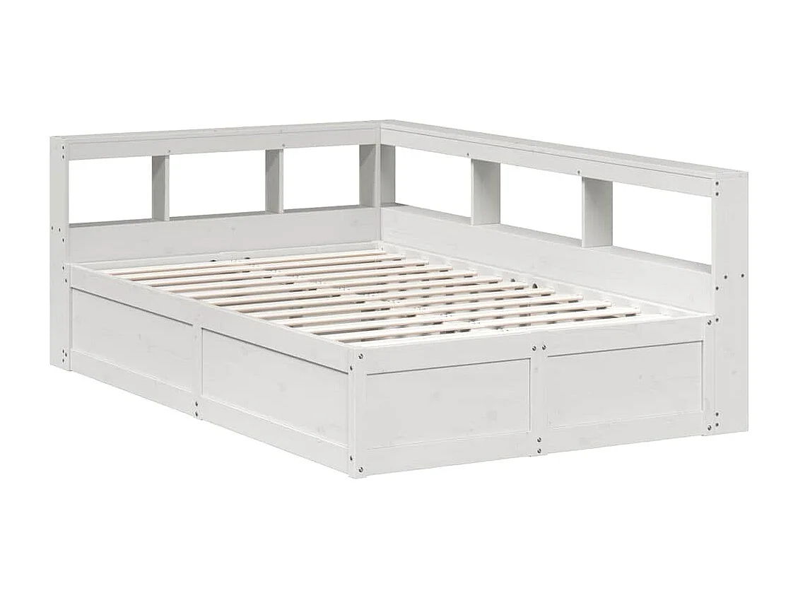 Lit bibliothèque sans matelas blanc 120x190 cm bois pin massif