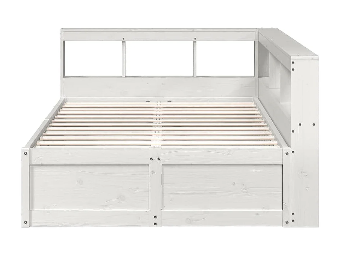 Lit bibliothèque sans matelas blanc 120x190 cm bois pin massif