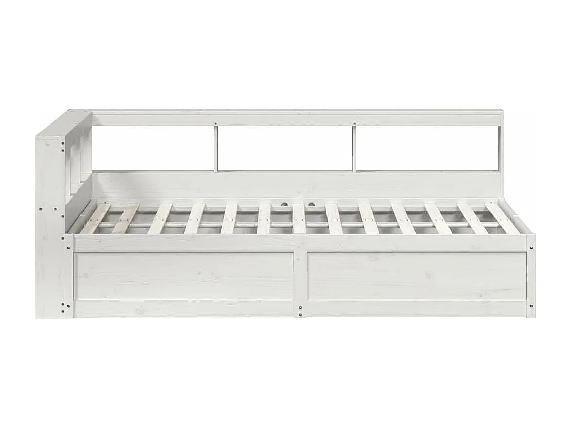 Lit bibliothèque sans matelas blanc 120x190 cm bois pin massif