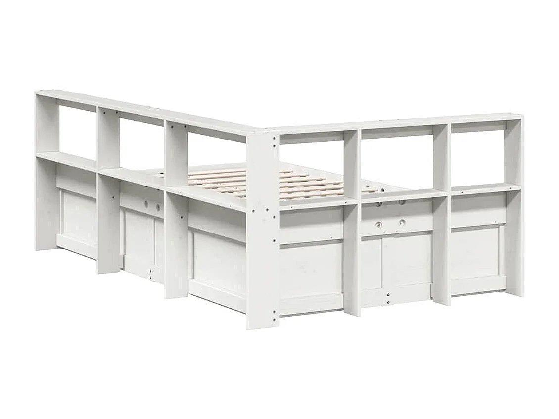 Lit bibliothèque sans matelas blanc 120x190 cm bois pin massif