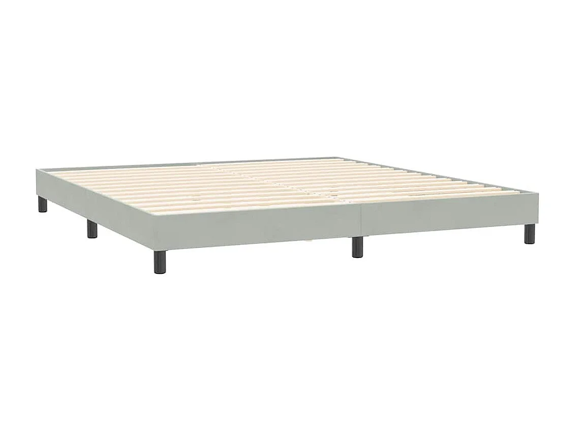 Cama box spring con colchón terciopelo gris claro 180x210 cm