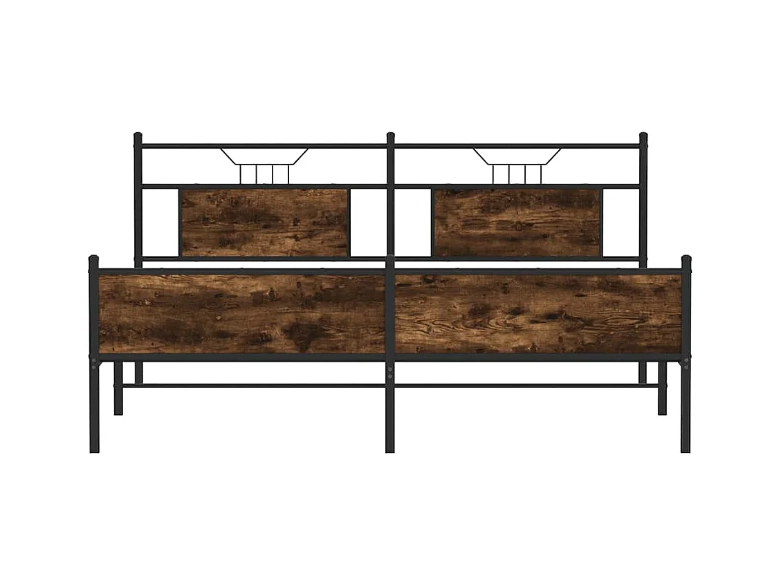 Estructura de cama sin colchón metal roble ahumado 160x200 cm