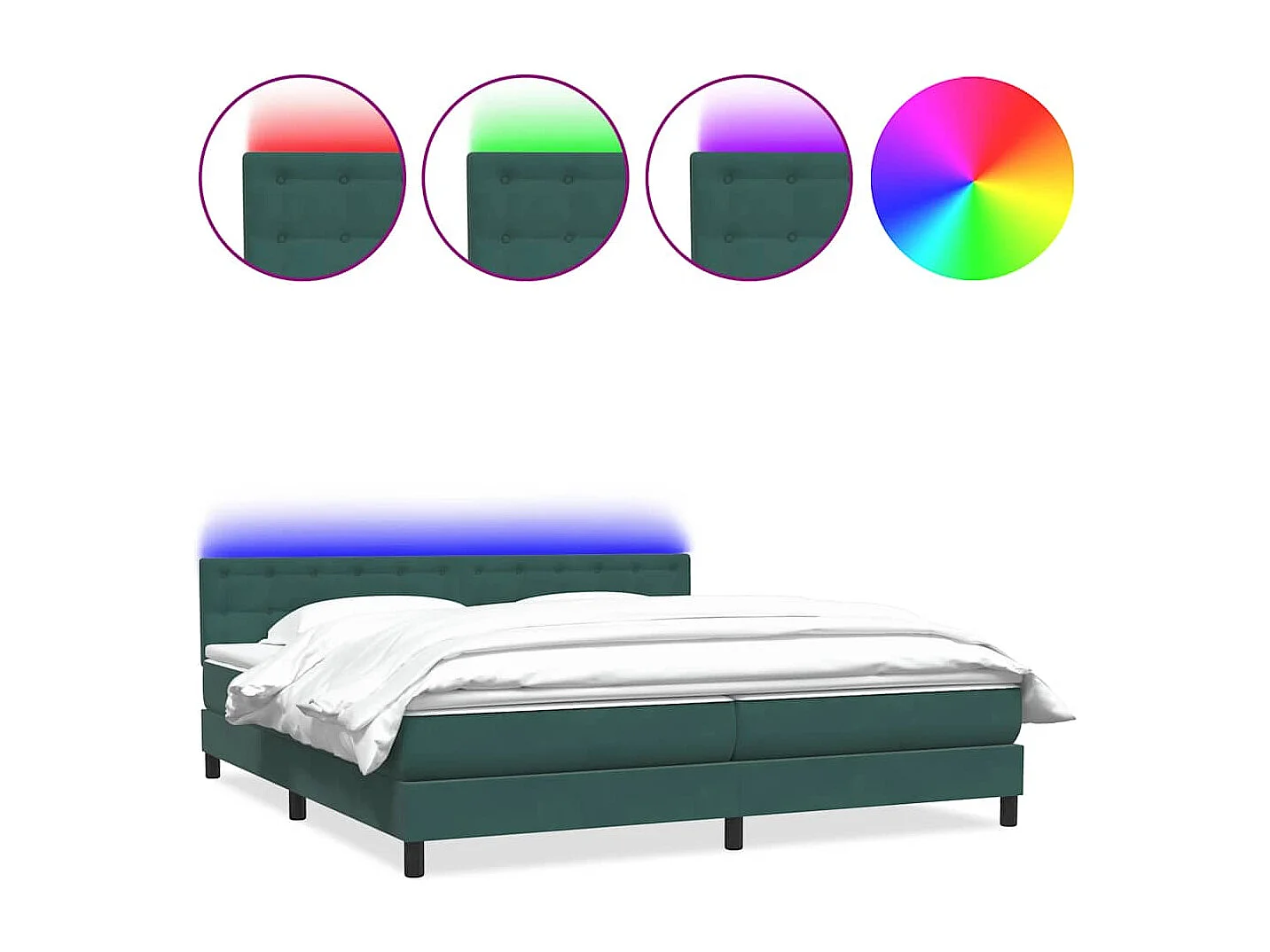 Cama box spring con colchón terciopelo verde oscuro 180x220 cm