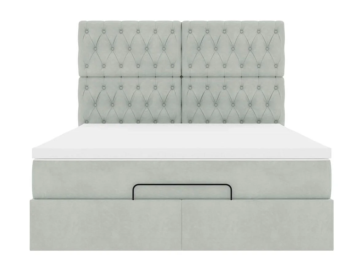 Estructura cama otomana con colchones gris claro 140x200cm