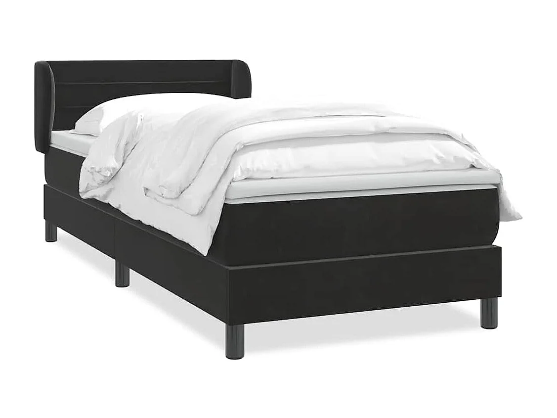 Cama com molas/colchão 90x220 cm veludo preto