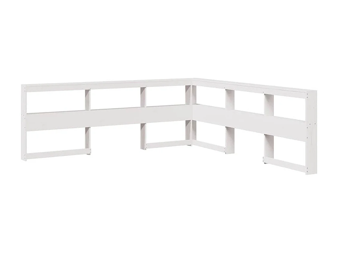 Lit bibliothèque sans matelas blanc 200x200 cm bois pin massif