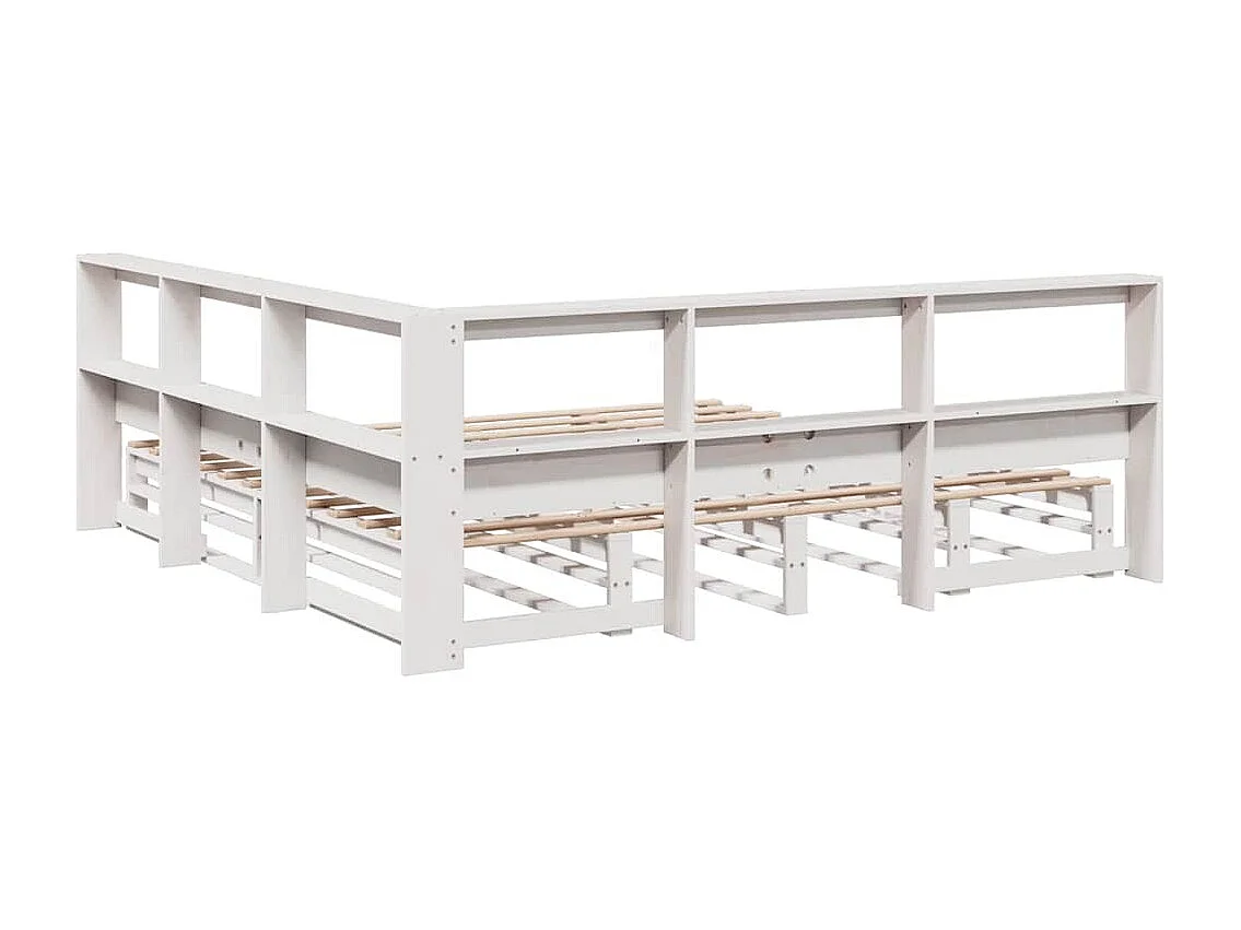 Cama com estante sem colchão 200x200 cm pinho maciço branco