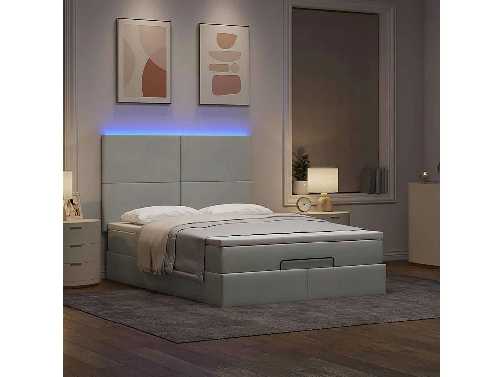 Estructura cama otomana con colchones gris claro 140x200cm