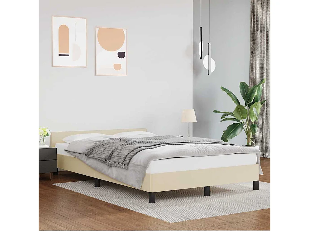 Cadre de lit sans matelas crème 120x190 cm similicuir