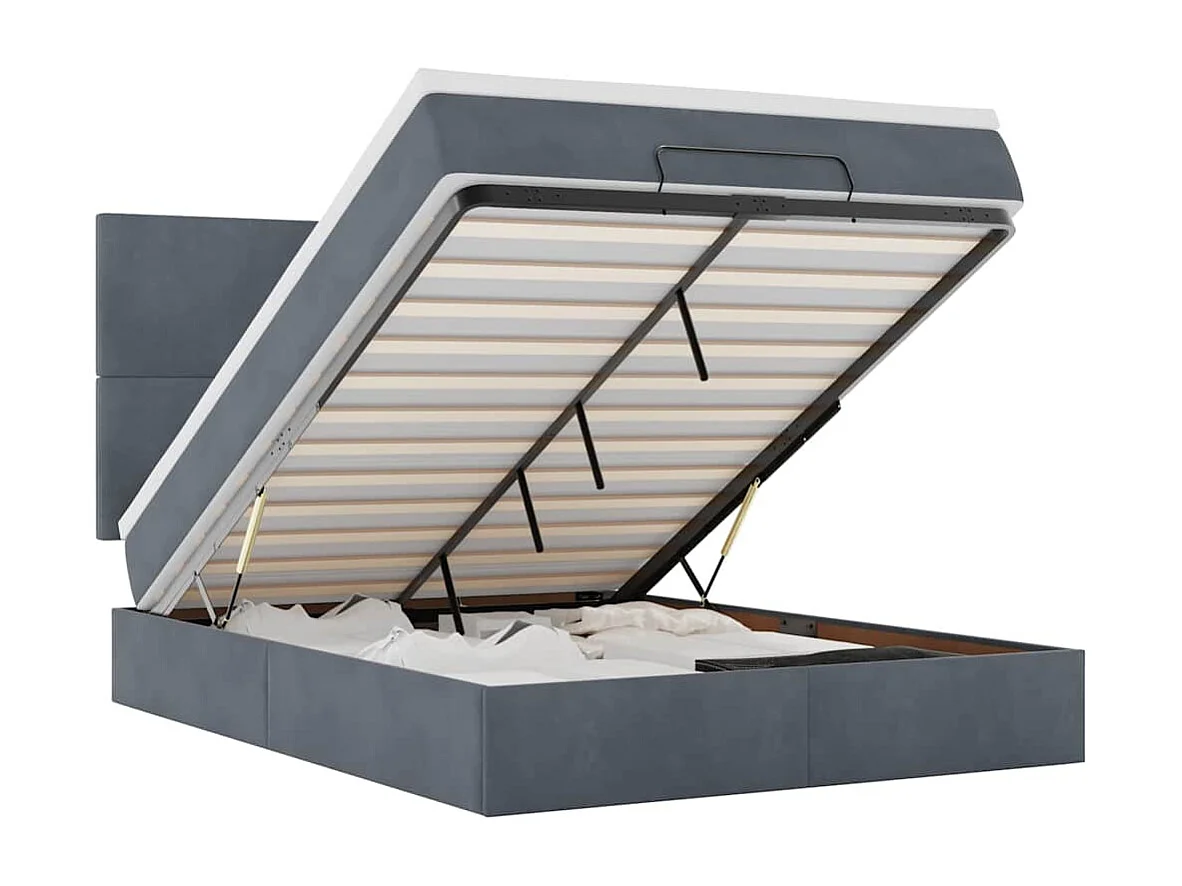 Ottoman bed met matrassen 140x200cm fluweel donkergrijs