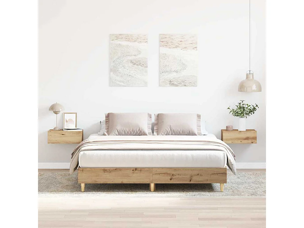 Cadre de lit sans matelas chêne artisanal 140x200 cm