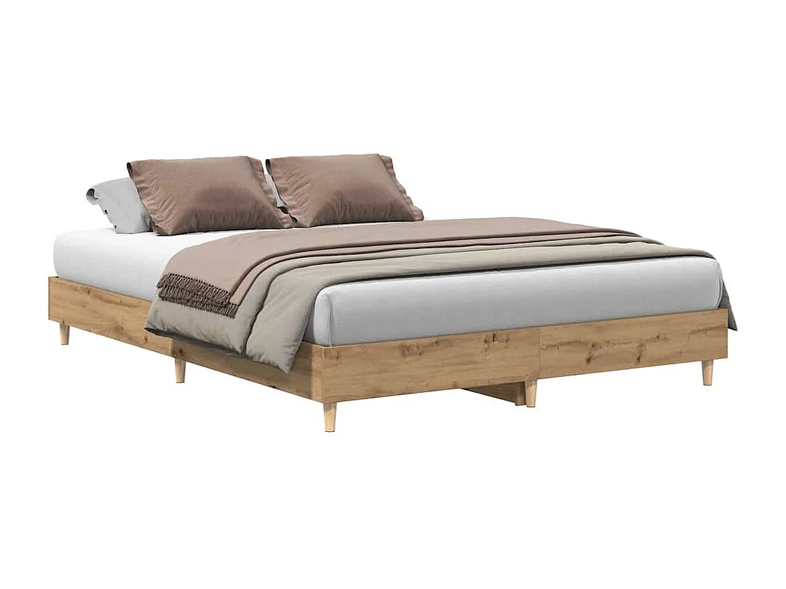 Cadre de lit sans matelas chêne artisanal 140x200 cm