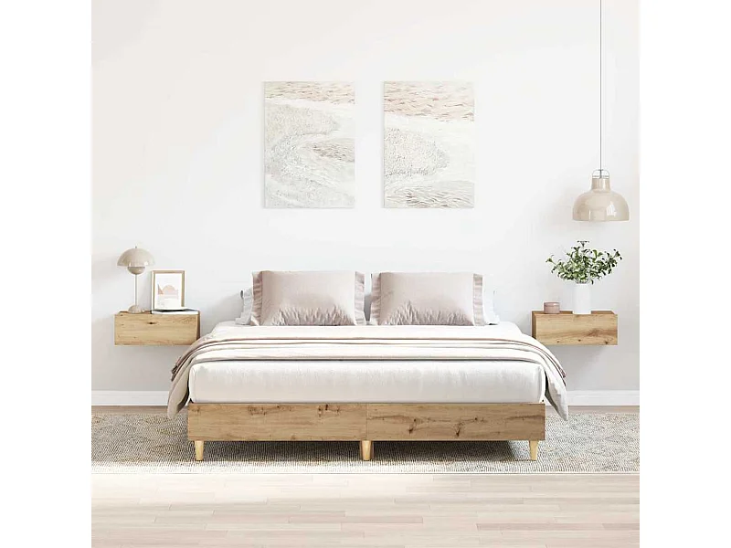 Cadre de lit sans matelas chêne artisanal 140x200 cm