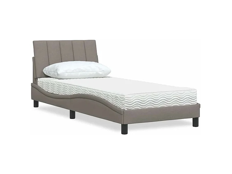Lit avec matelas taupe 80x200 cm tissu