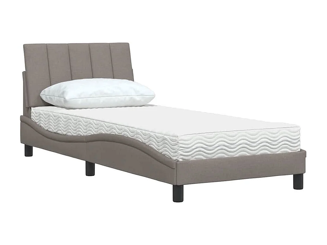 Cama con colchón tela gris taupe 80x200 cm