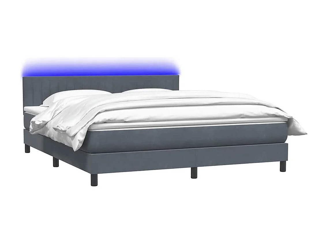 Cama com molas/colchão 180x210 cm veludo cinzento-escuro
