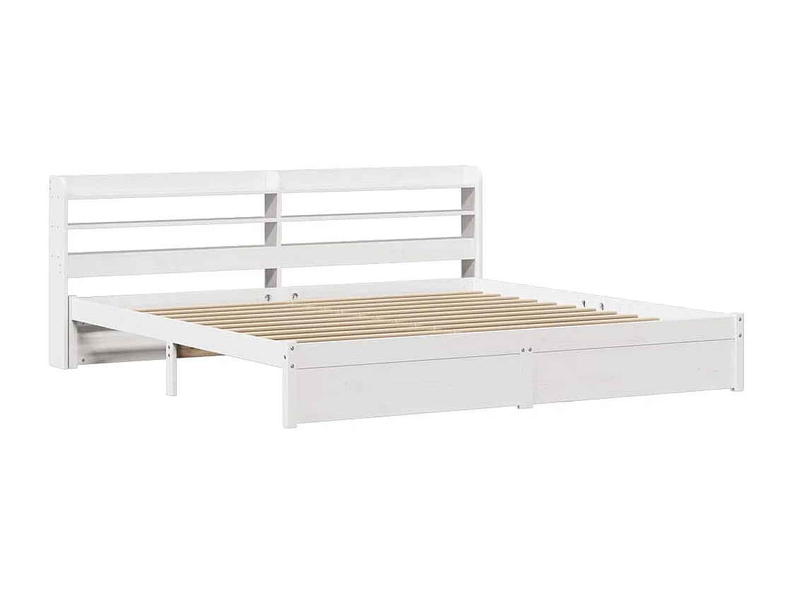 Cadre de lit avec tête de lit sans matelas blanc 200x200 cm