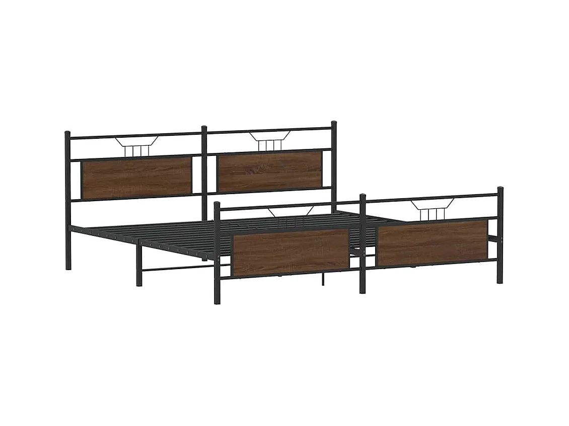 Estrutura cama sem colchão 193x203 cm metal carvalho castanho